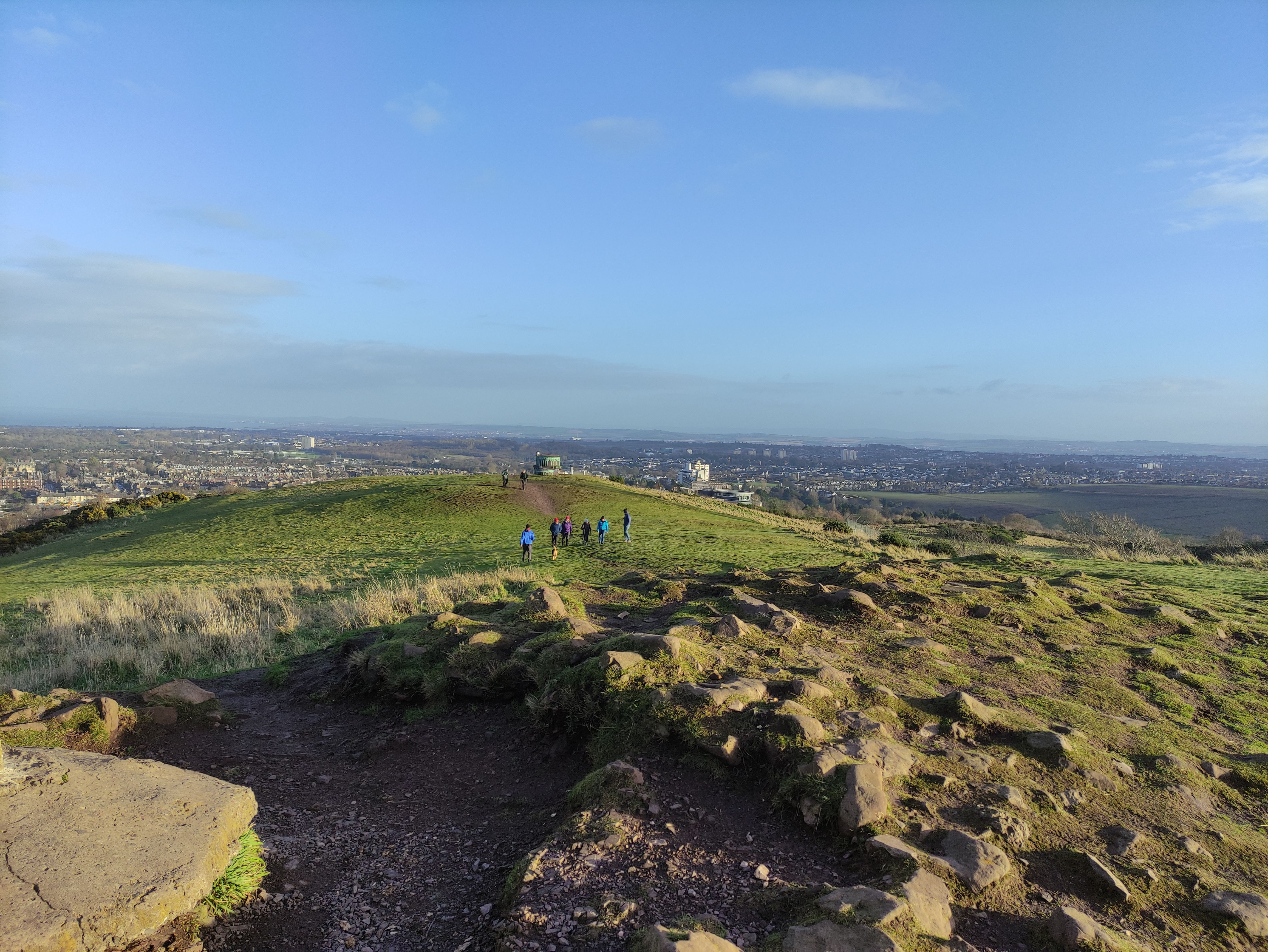 Group approaching top of Blackford Hill